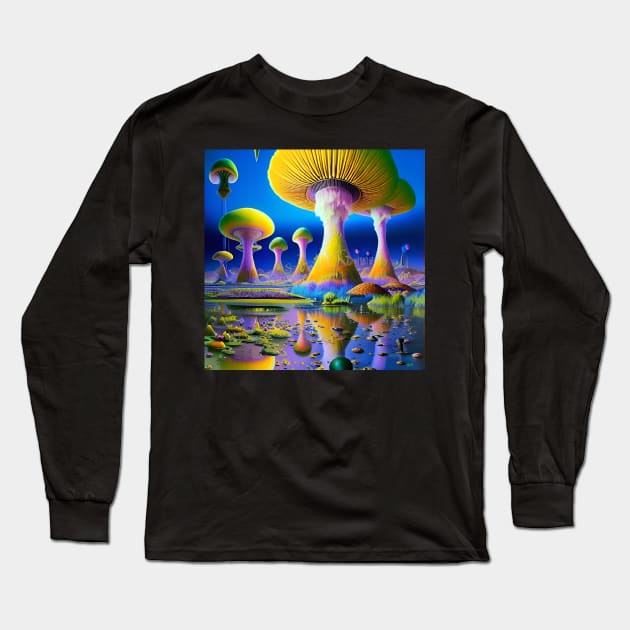 Shroom Fantasy Dream Worlds 10 Long Sleeve T-Shirt by Benito Del Ray